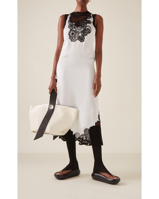 Jil Sander White Exclusive Lace-detailed Maxi Slip Dress