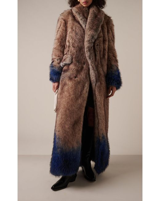 Coperni Blue Dip-Dyed Vegan Fur Coat