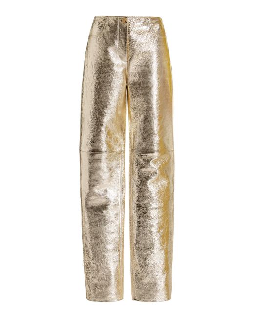 Proenza Schouler Natural Metallic Leather Straight-leg Pants