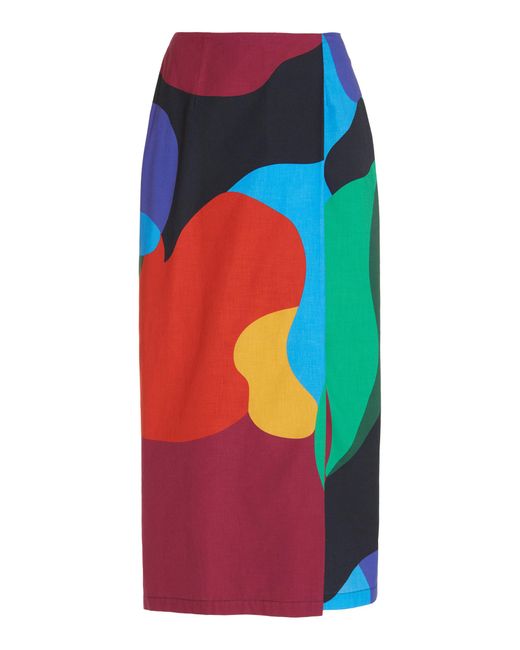 Mara Hoffman Multicolor Sunja Printed Hemp Midi Skirt