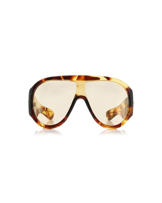 Bottega Veneta Natural Scudo Shield Acetate Sunglasses