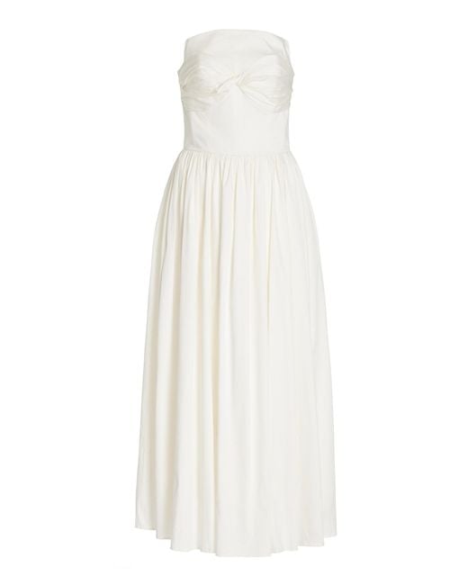 TOVE White Juliet Strapless Cotton Midi Dress