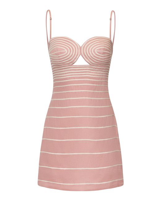 ANDRES OTALORA Pink Tarde Islea Linen Mini Dress