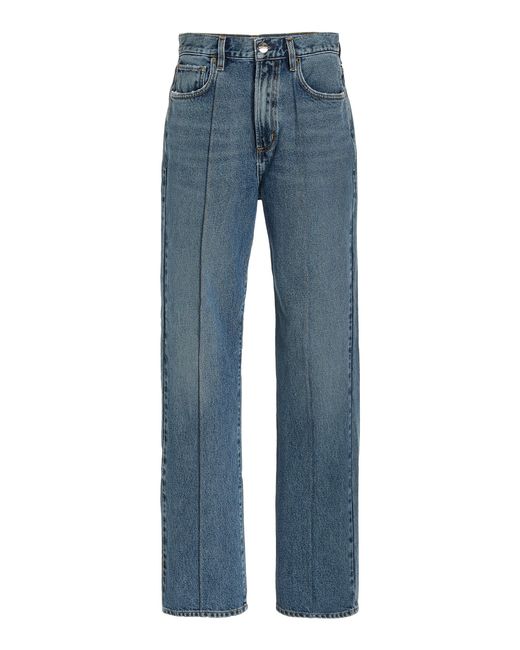 Goldsign Blue The Martin Pintucked Rigid High-rise Straight-leg Jeans