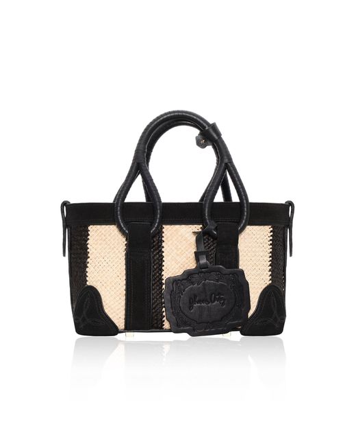 Johanna Ortiz Black Woven Garden Mini Tote Bag