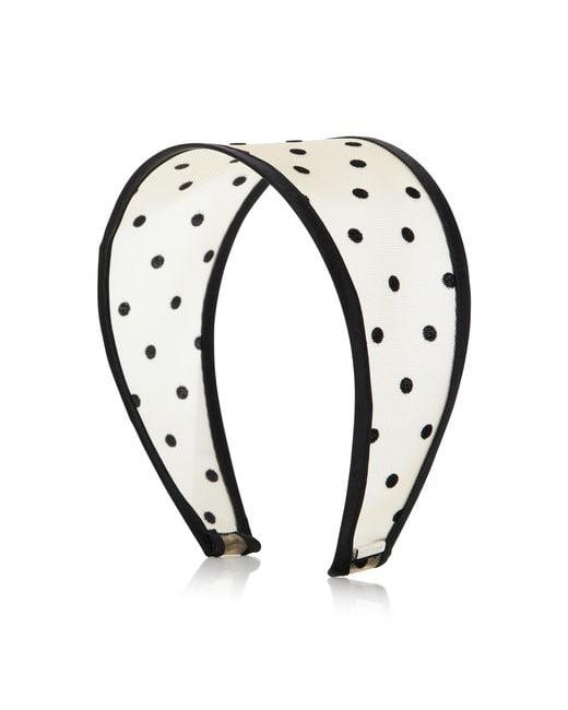 Lelet Black Giselle Polka-Dot Mesh Wide Headband