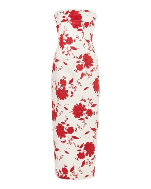 Emilia Wickstead Exclusive Keeley Strapless Midi Dress in Red | Lyst UK