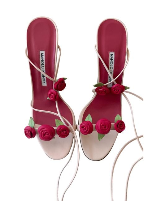 Dear Clementine Vintage Pink Manolo Blahnik Rose Sandals