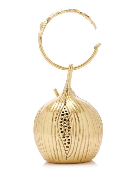 Cult Gaia Metallic Fico Antique Metal Clutch Bag
