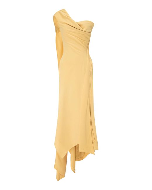 Marmar Halim Metallic Scarf-Detailed Georgette Midi Dress