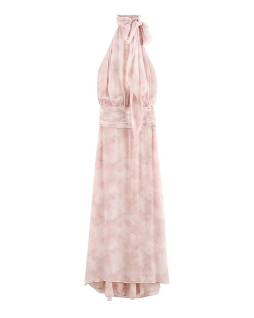 ARAKII Pink Exclusive Ruffled Crepe Maxi Dress