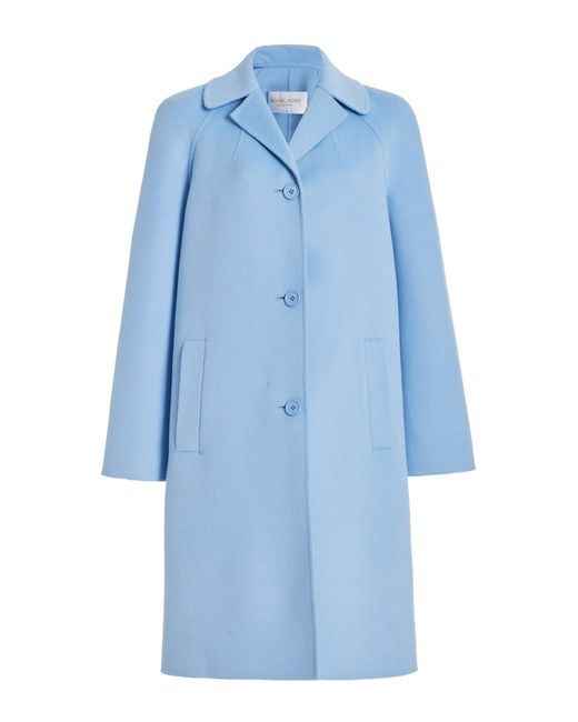 Michael Kors Blue Balmacaan Wool Coat