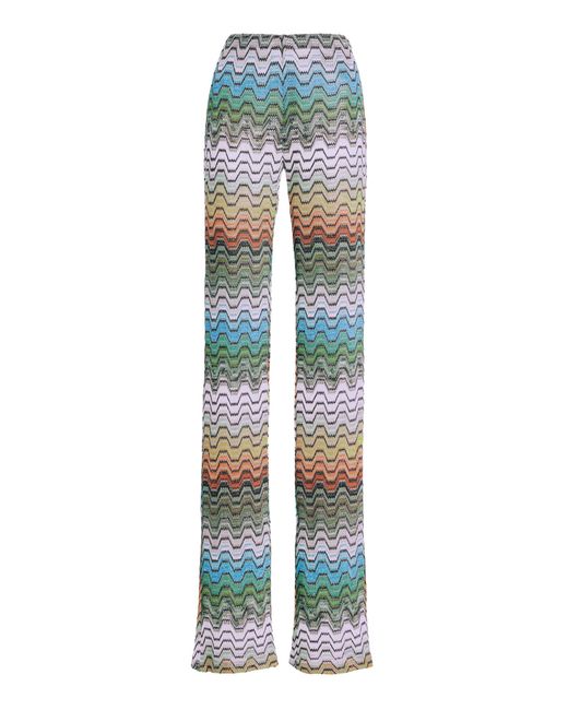Missoni Blue Wavy Multicolored Straight-Leg Pants