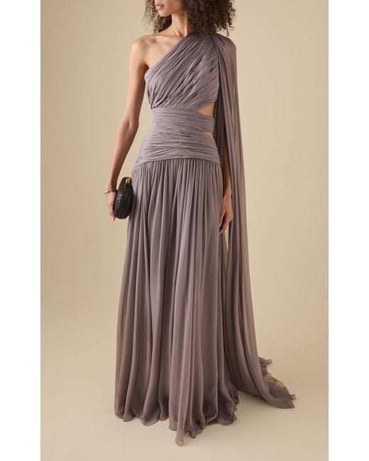 Zuhair Murad Purple Cut-Out Draped Silk Gown