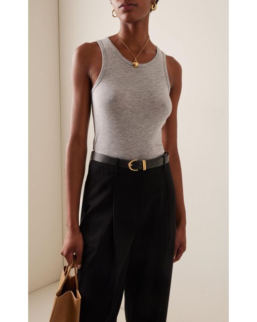 ÉTERNE Gray Fitted Cotton-blend Jersey Tank Top