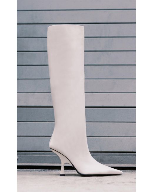 The Attico White Ester Leather Knee Boots