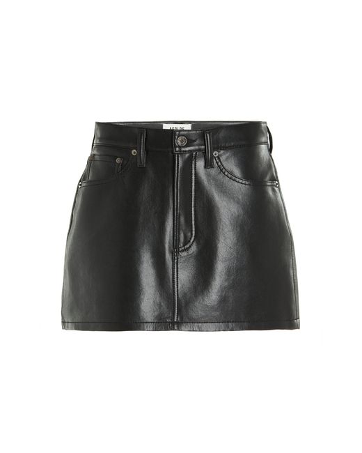 Agolde Liv Recycled Leather Mini Skirt in Black | Lyst