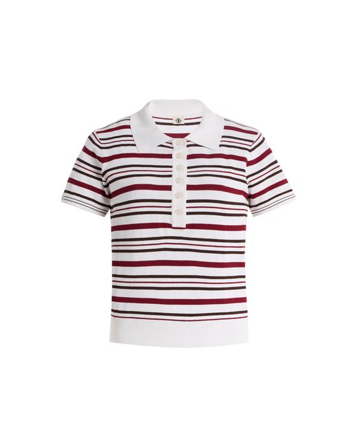 THE GARMENT Red Madison Striped Knit Polo