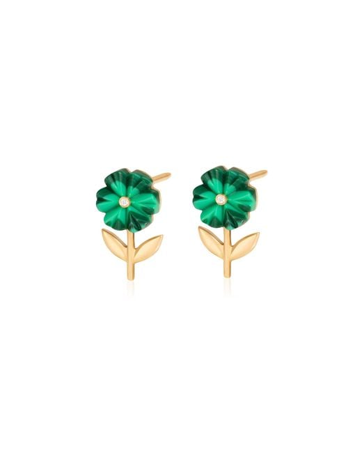L'Atelier Nawbar Green Noahs Garden 18K Diamond And Malachite Earrings
