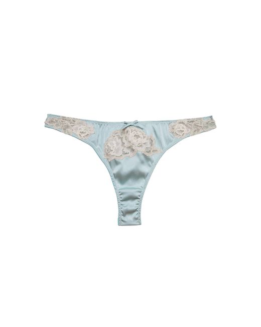 Fleur du Mal Blue Juliet Stretch-Silk Lace Thong