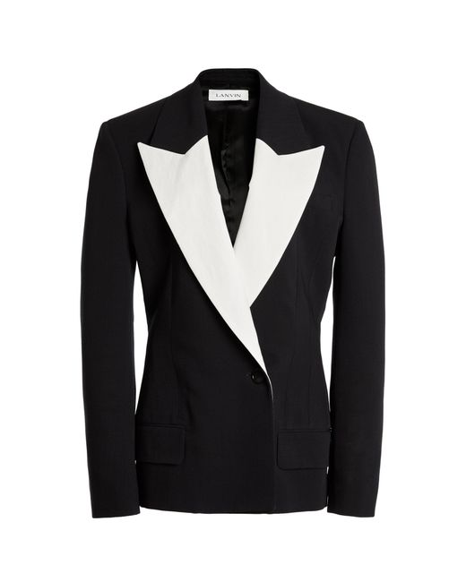 Lanvin Black Cross-Buttoned Structured Wool-Linen Jacket