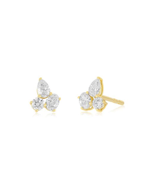 EF Collection Metallic 14K Triple Diamond Cluster Earrings