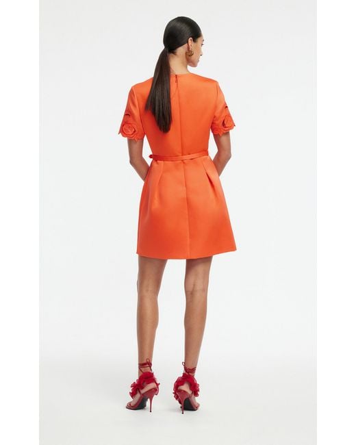 LEO LIN Orange Aurelie Appliquéd Mini Dress