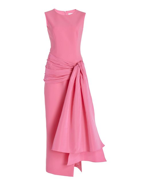 Carolina Herrera Pink Embellished Crepe Midi Dress