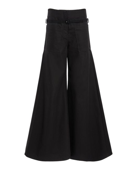 Courreges Black Belted Cotton Palazzo Pants