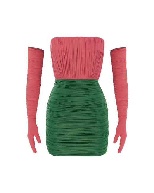 Alex Perry Green Ruched-jersey Mini Dress