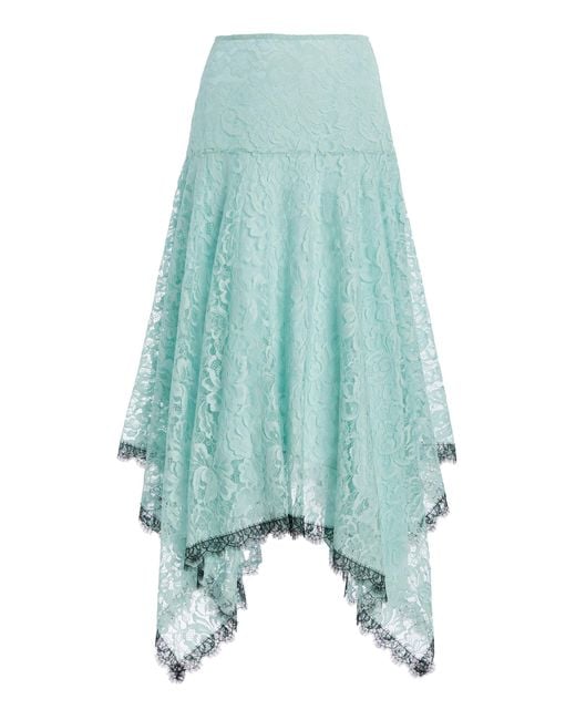 Rodarte Blue Cotton Lace Asymmetric Skirt
