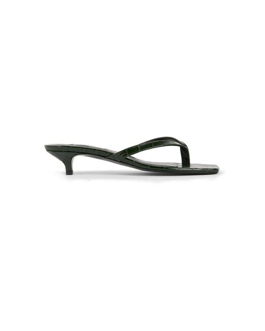 Totême Black Croc-Embossed Leather Flip-Flop Sandals
