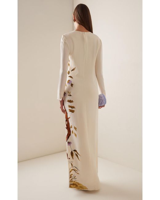 Adam Lippes Metallic Printed Silk Crepe Column Maxi Dress