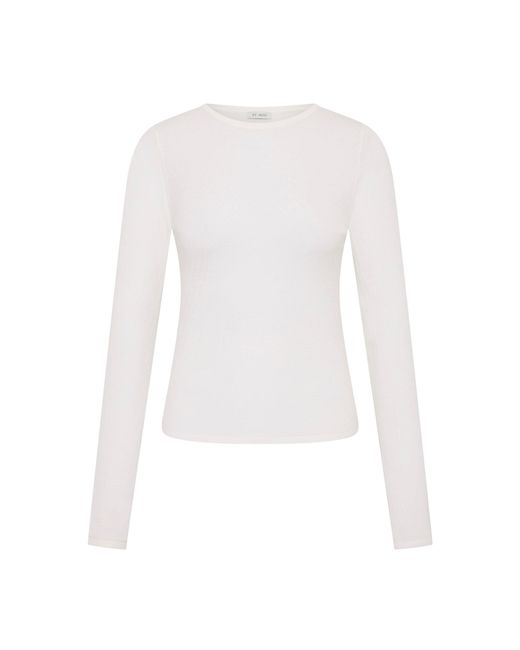 St. Agni White Superfine Long Sleeve Merino Wool Top