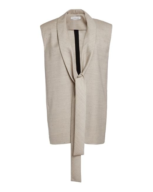 Lanvin Gray Wool-Silk Lavalière Sleeveless Jacket