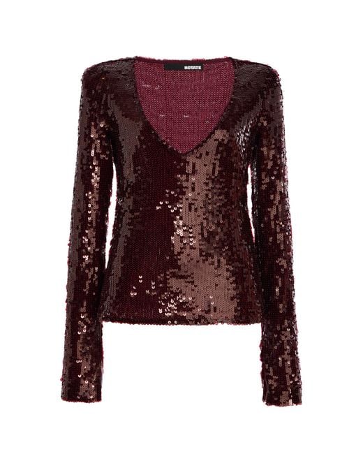 ROTATE BIRGER CHRISTENSEN Red Sequined Top