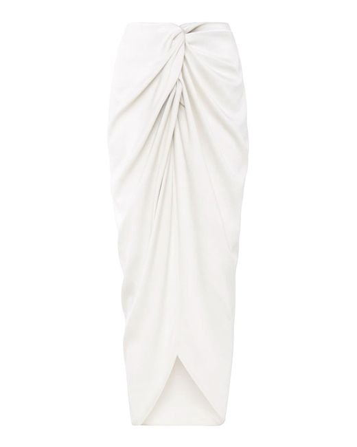 ANDRES OTALORA White Cairo Twist-Front Cotton-Poplin Midi Skirt