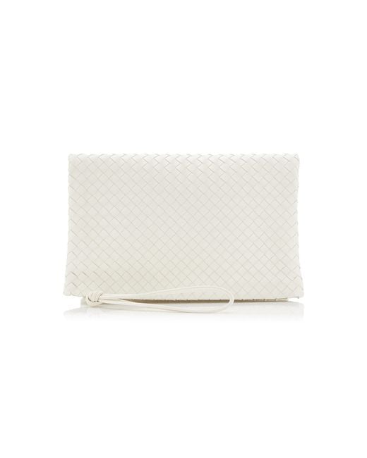 Bottega Veneta White Trio Intrecciato Leather Clutch