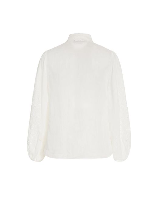 Zimmermann Nina Broderie Anglaise Woven Shirt in White | Lyst Australia