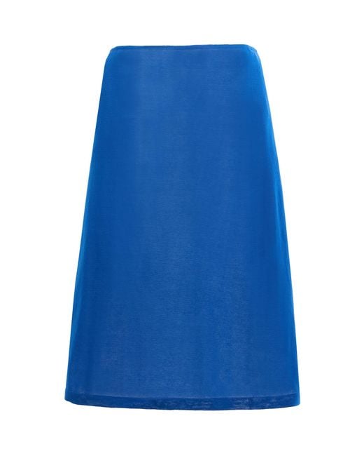 Ziah Blue Cotton-Blend Sheet Knit Midi Skirt