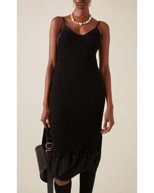 Jil Sander Black Exclusive Textured Cotton-blend Midi Dress