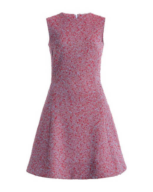 Oscar de la Renta Purple Slubby Wool-Tweed Gauze Mini Dress