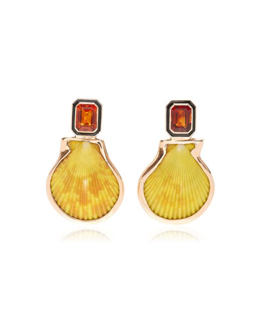 Dezso by Sara Beltran Yellow 18k Gold Clam Shell And Citrine Earrings