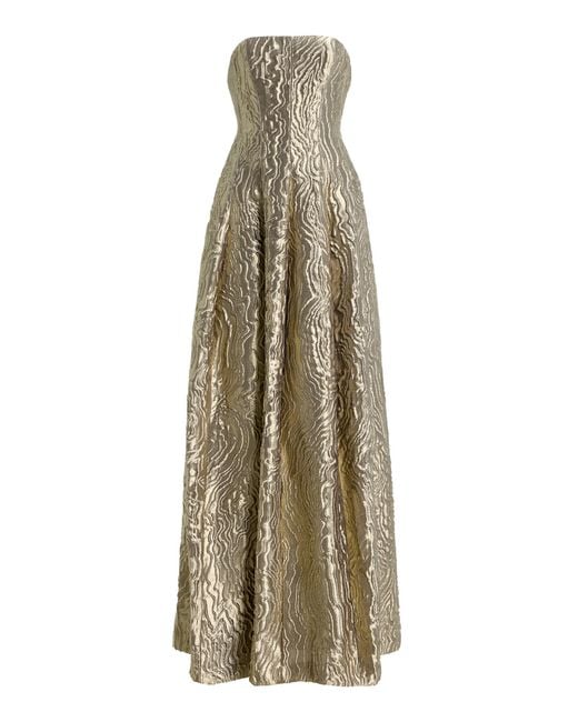 Jonathan Simkhai Natural Celeste Metallic Jacquard Gown
