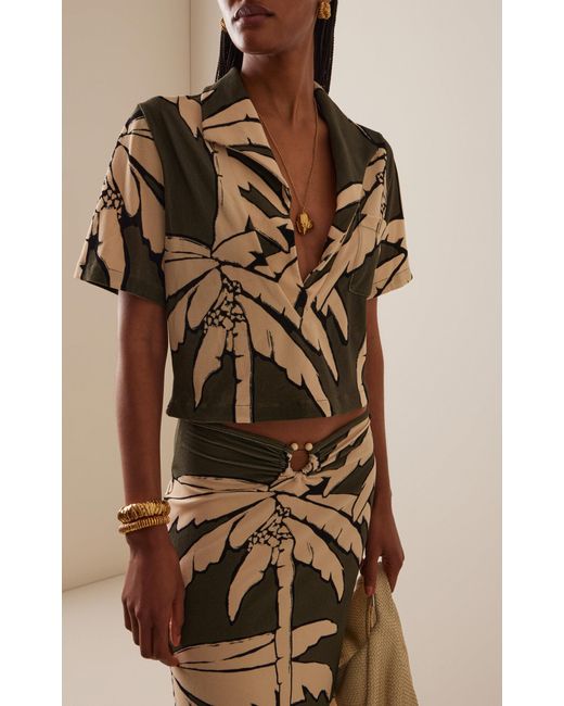 Johanna Ortiz Green Misty Hem Printed Terry T-Shirt