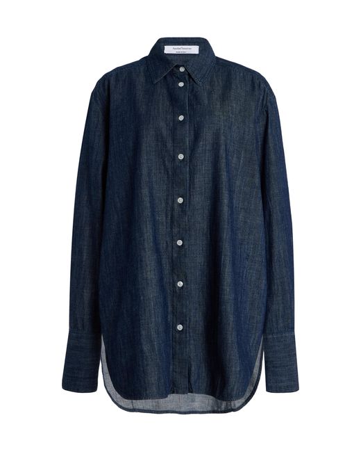Another Tomorrow Blue Exclusive Cotto Chambray Shirt