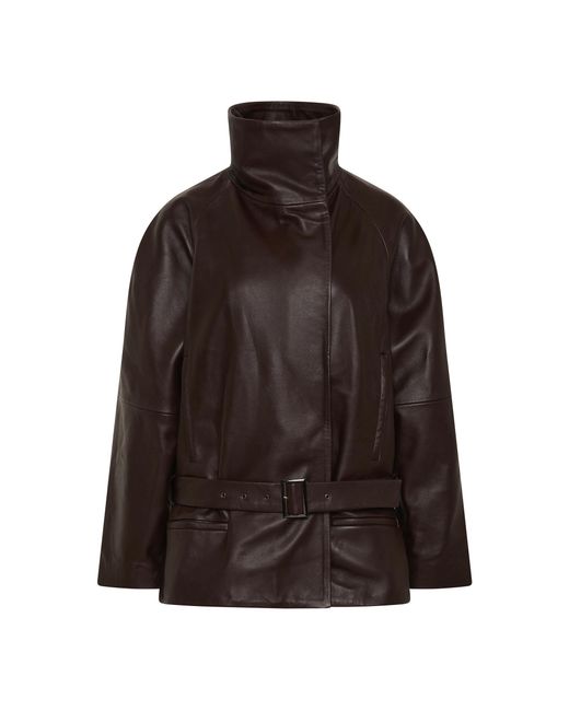 St. Agni Brown Cinch Lambskin Leather Jacket
