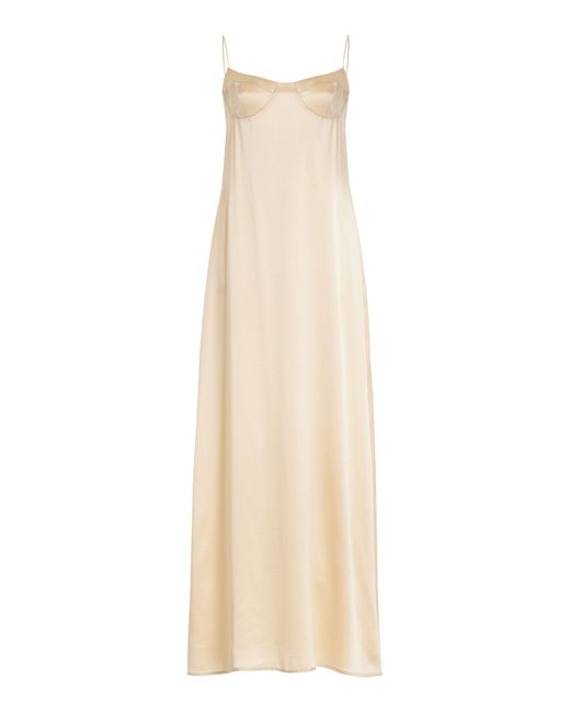 Kamperett Natural Sloan Silk Slip Dress