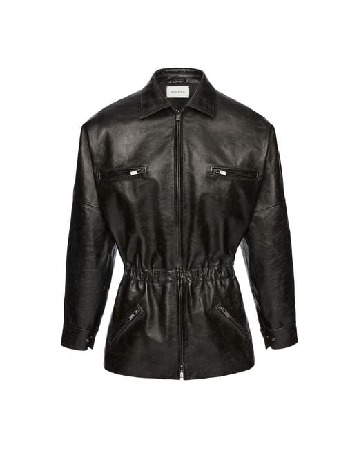 Magda Butrym Black Cinched-Waist Leather Jacket