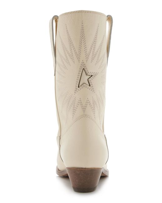 Golden Goose Deluxe Brand Natural Low Wish Star Embroidered Leather Cowboy Boots